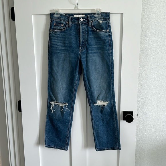 MOTHER Denim - Mother Women's 28 The Tom Cat Jeans High Rise Button Fly Straight Leg Ankle
